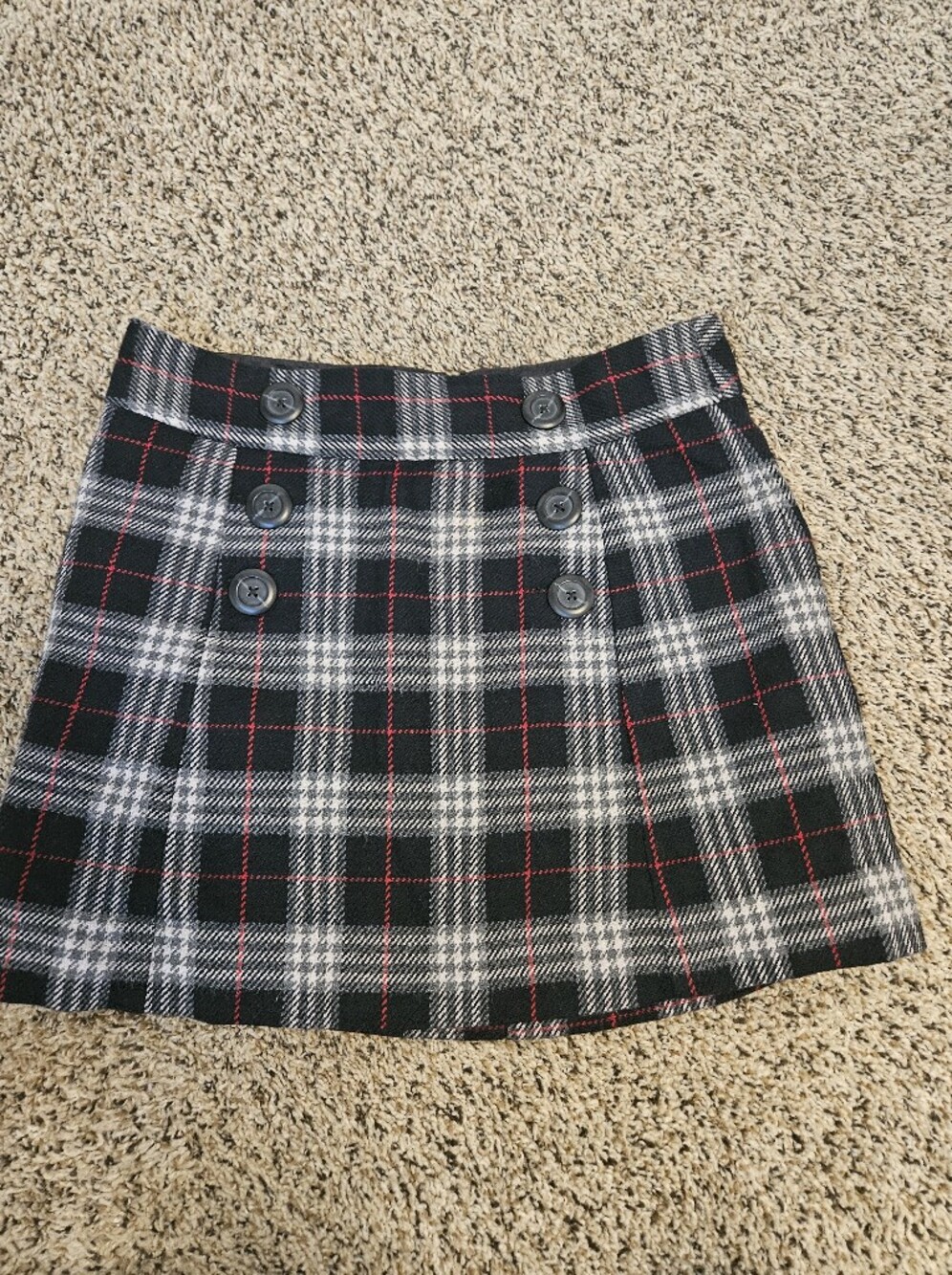 🦋Y2K 80s Preppy Gap Plaid Double-Button Skirt Size 4